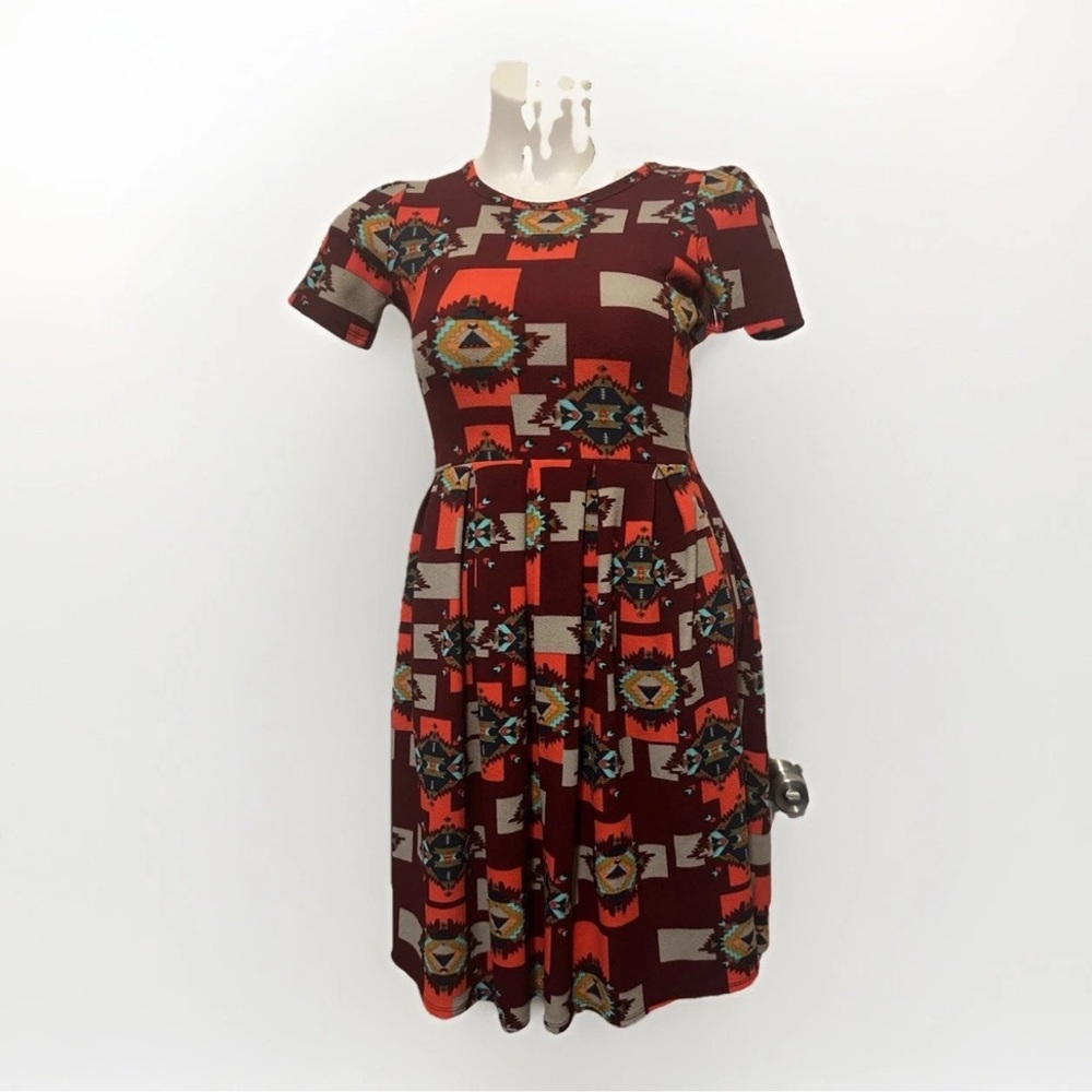 LuLaRoe XS‎ Amelia Bold Western Theme Dress With Pockets NWT